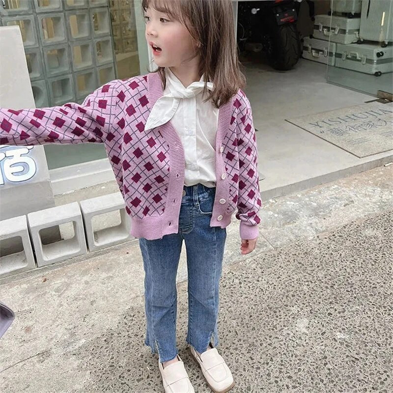 Tavaszi őszi új gyermek rugalmas, hasított, kiszélesedő nadrágok lányoknak, alkalmi, minden egyezésű farmernadrág gyermek felsőruházat divatos nadrág