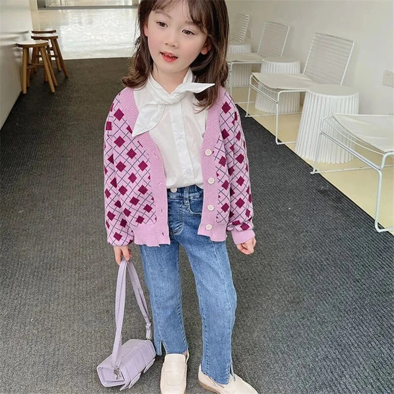 Tavaszi őszi új gyermek rugalmas, hasított, kiszélesedő nadrágok lányoknak, alkalmi, minden egyezésű farmernadrág gyermek felsőruházat divatos nadrág