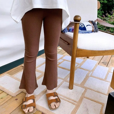 Παιδικά κοριτσίστικα κολάν flare 2023 Νέα άφιξη Παιδικά παντελόνια με λεπτή εφαρμογή Βρεφικά κορίτσια Άνοιξη καλοκαίρι βαμβακερό κολάν Γκρι μαύρο παντελόνι