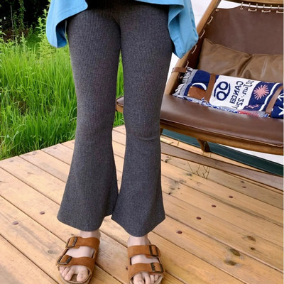 Παιδικά κοριτσίστικα κολάν flare 2023 Νέα άφιξη Παιδικά παντελόνια με λεπτή εφαρμογή Βρεφικά κορίτσια Άνοιξη καλοκαίρι βαμβακερό κολάν Γκρι μαύρο παντελόνι