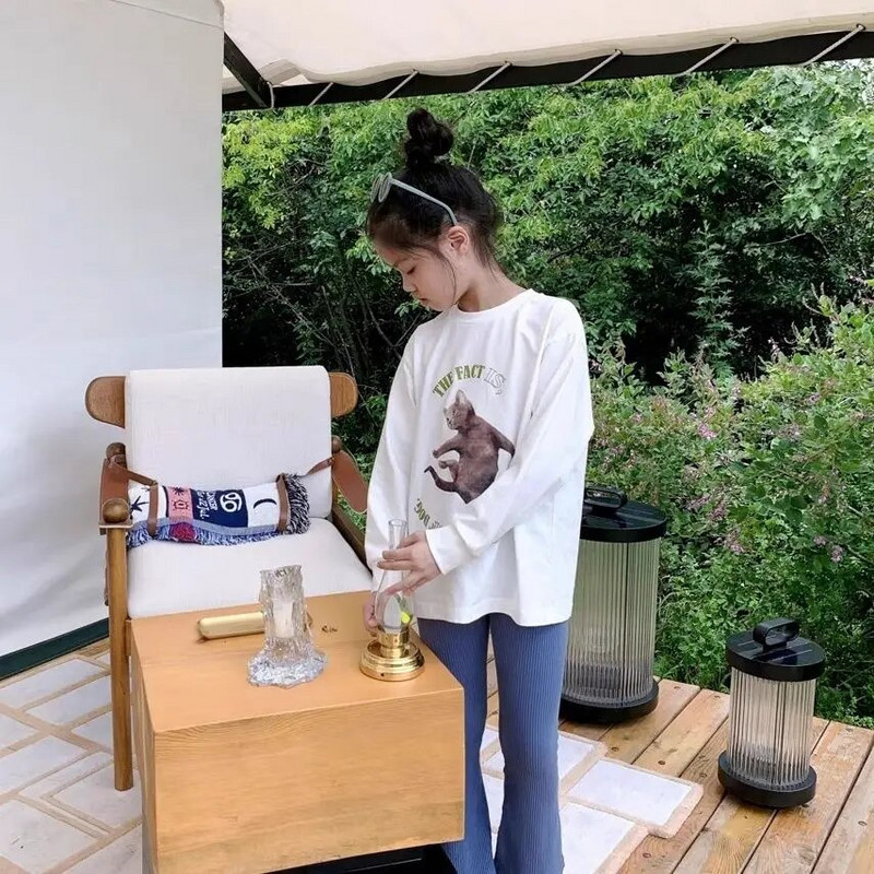 Παιδικά κοριτσίστικα κολάν flare 2023 Νέα άφιξη Παιδικά παντελόνια με λεπτή εφαρμογή Βρεφικά κορίτσια Άνοιξη καλοκαίρι βαμβακερό κολάν Γκρι μαύρο παντελόνι