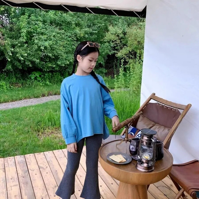 Παιδικά κοριτσίστικα κολάν flare 2023 Νέα άφιξη Παιδικά παντελόνια με λεπτή εφαρμογή Βρεφικά κορίτσια Άνοιξη καλοκαίρι βαμβακερό κολάν Γκρι μαύρο παντελόνι