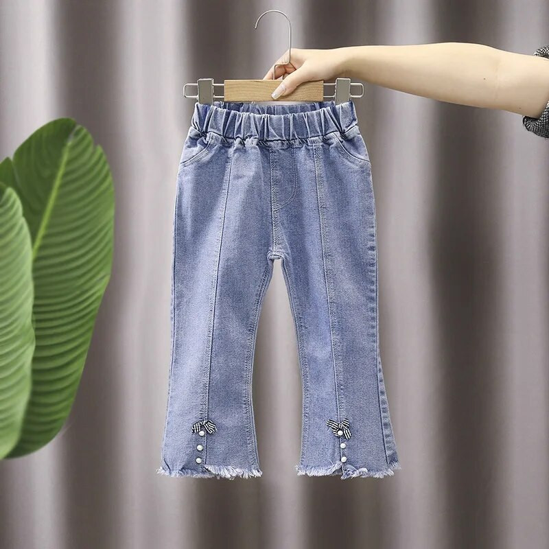 Djevojčice Princess Jeans Dječja odjeća Hlače Tinejdžerske traperice širokih nogavica Odjeća za djevojčice Široke traperice Slim Fit za dijete od 1 do 7 godina