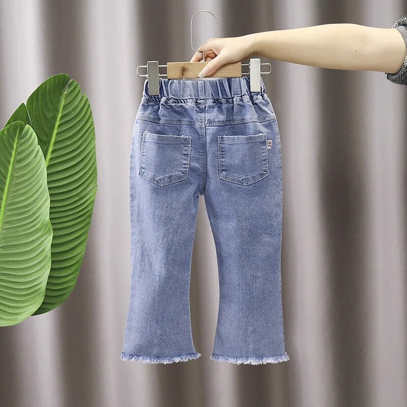 Djevojčice Princess Jeans Dječja odjeća Hlače Tinejdžerske traperice širokih nogavica Odjeća za djevojčice Široke traperice Slim Fit za dijete od 1 do 7 godina