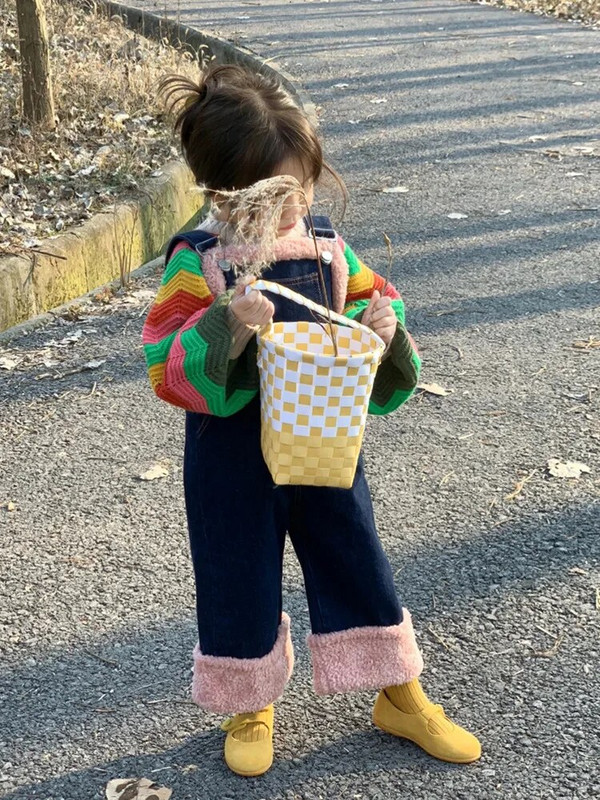 Sügistalvised Laste kombinesoonid Tüdrukutele Plus Fliisist Denim Suspender Püksid Puuvillased Baby Girls Teksad Lahti kombinesoonid