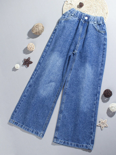 Džinsai Mergaitei Vienspalviai Mergaičių Džinsai Kelnės Pavasaris Ruduo Vaikiški Džinsai Laisvalaikio stiliaus Vaikiški drabužiai 6 8 10 12 14