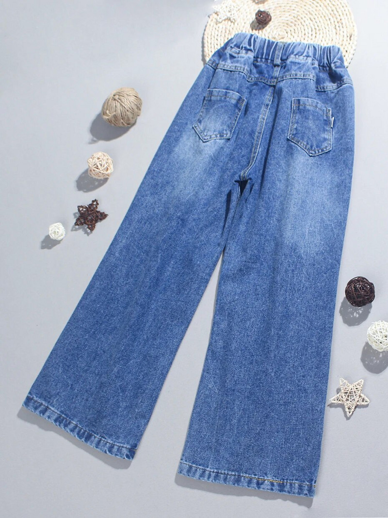 Džinsai Mergaitei Vienspalviai Mergaičių Džinsai Kelnės Pavasaris Ruduo Vaikiški Džinsai Laisvalaikio stiliaus Vaikiški drabužiai 6 8 10 12 14