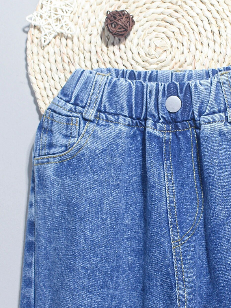 Džinsai Mergaitei Vienspalviai Mergaičių Džinsai Kelnės Pavasaris Ruduo Vaikiški Džinsai Laisvalaikio stiliaus Vaikiški drabužiai 6 8 10 12 14