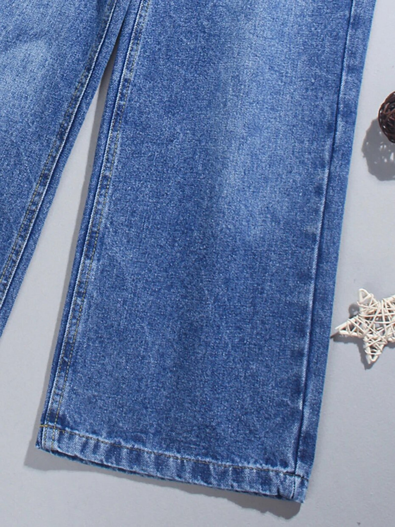 Džinsai Mergaitei Vienspalviai Mergaičių Džinsai Kelnės Pavasaris Ruduo Vaikiški Džinsai Laisvalaikio stiliaus Vaikiški drabužiai 6 8 10 12 14