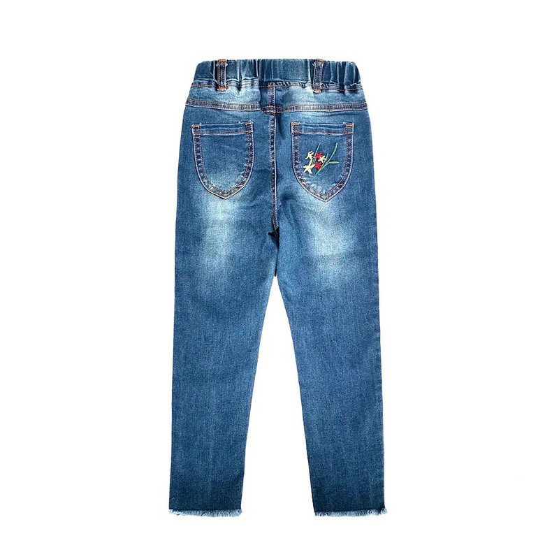 Chumhey 3-12 κορίτσια τζιν Ανοιξιάτικο βαμβακερό ελαστικό μαλακό τζιν παντελόνι Παιδικό παντελόνι κέντημα λουλούδια Toldder ρούχα για κορίτσια