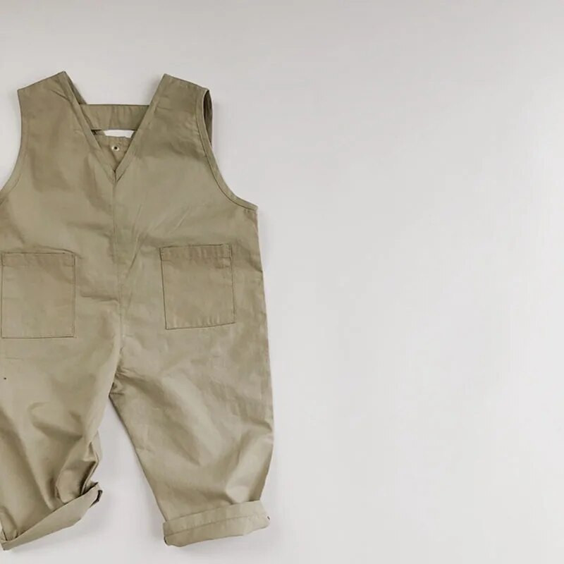 Kombinezonai kūdikiams berniukams mergaičių kombinezonai vaikiški medvilniniai vienspalviai kelnaitės pavasario rudeniui 1-6 m. vaikiški kombinezonai