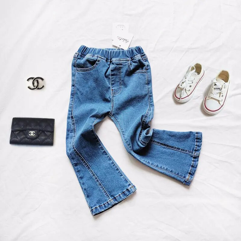 2-8T Kūdikių Mergaičių Džinsai Mažiems vaikams Vaikiški Drabužiai Kūdikiams Laisvalaikio džinsiniai kelnaitės Elegantiškos tamprios vaikiškos kelnės Džinsai mergaitėms Gatvės apranga