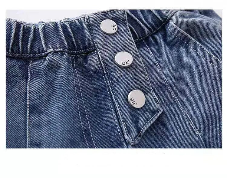 Beebitüdrukute teksapüksid venivad lapsed laia säärega püksid lastele ülerõivaste püksid teismelisele tüdrukule kevad-sügis