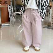 Pavasario ruduo vaikams vienspalvės trumpos kostiuminės kelnės berniukams ir mergaitėms medvilninės laisvos laisvalaikio tiesios kelnės