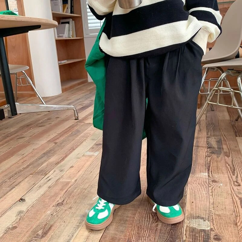 Pavasario ruduo vaikams vienspalvės trumpos kostiuminės kelnės berniukams ir mergaitėms medvilninės laisvos laisvalaikio tiesios kelnės