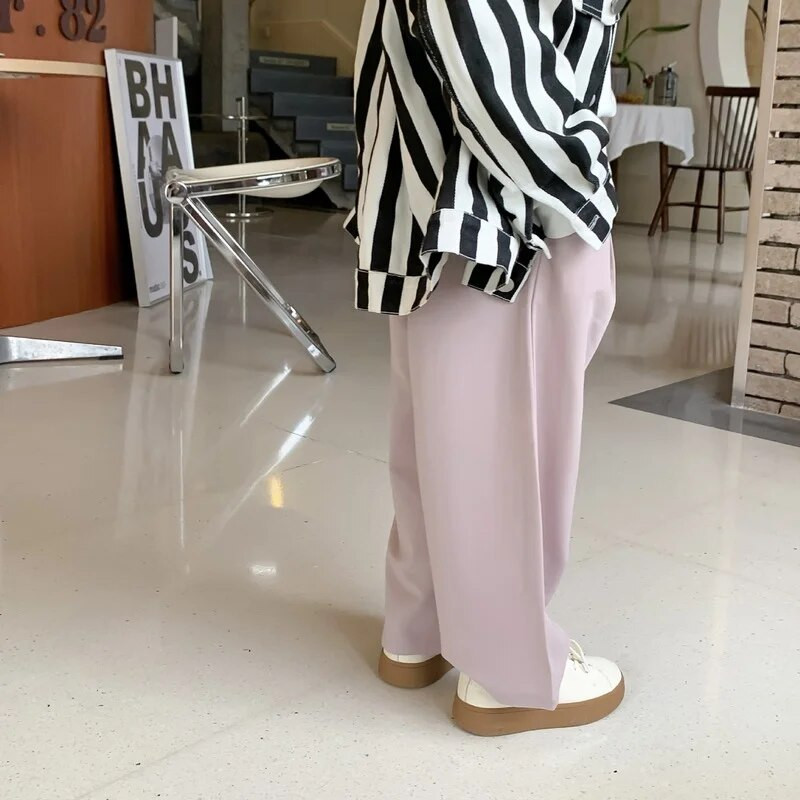 Pavasario ruduo vaikams vienspalvės trumpos kostiuminės kelnės berniukams ir mergaitėms medvilninės laisvos laisvalaikio tiesios kelnės