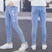 Jaunų mergaičių džinsai su drugelių raštu Princess Skinny Jeans Vaikiški Džinsiniai Leggins Butterfly Džinsai Merginoms Džinsinės kelnės 4-14 metų