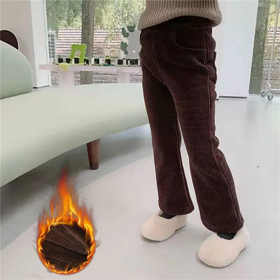 Κορεάτικη μόδα χειμωνιάτικα ρούχα Παιδικά κοριτσάκια παντελόνια με φλις επένδυση Παιδικό πάτο εφήβων Φθινοπωρινό παντελόνι καμπάνα μωρό κοτλέ