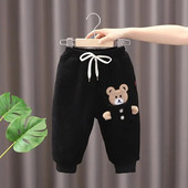 Lapsed Talvised vabaaja flokeerivad püksid Sportlikud tüdrukud pikad püksid õues Trendikad püksid puuvillane materjal pehme Korea stiil