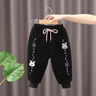 Lapsed Talvised vabaaja flokeerivad püksid Sportlikud tüdrukud pikad püksid õues Trendikad püksid puuvillane materjal pehme Korea stiil