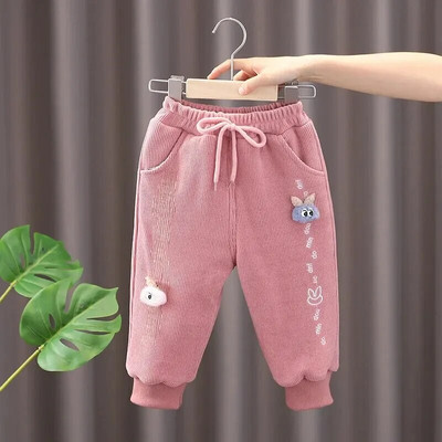 Lapsed Talvised vabaaja flokeerivad püksid Sportlikud tüdrukud pikad püksid õues Trendikad püksid puuvillane materjal pehme Korea stiil