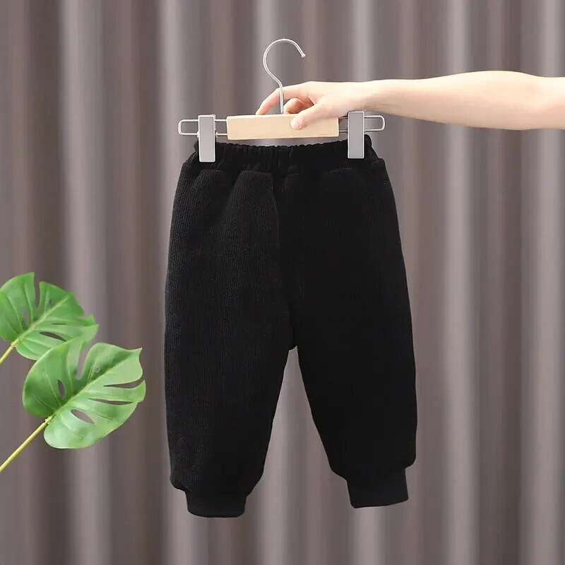 Lapsed Talvised vabaaja flokeerivad püksid Sportlikud tüdrukud pikad püksid õues Trendikad püksid puuvillane materjal pehme Korea stiil