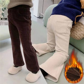 Nauji korėjietiški madingi žieminiai rūbai, vaikiški mergaičių vilnos pamušalai kelnės vaikams, paaugliams, rudeninės velvetinės kelnės kūdikiams