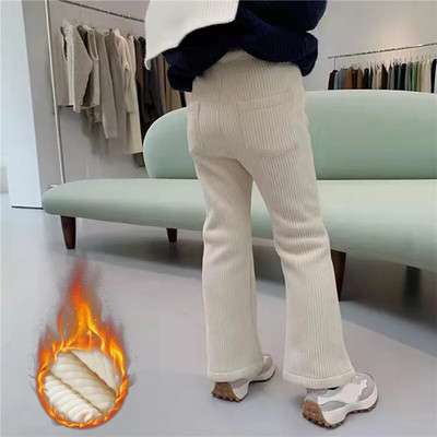 Nauji korėjietiški madingi žieminiai rūbai, vaikiški mergaičių vilnos pamušalai kelnės vaikams, paaugliams, rudeninės velvetinės kelnės kūdikiams