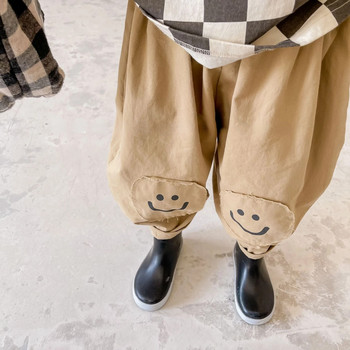 Унисекс свободни ежедневни панталони за момчета и момичета с анимационни мотиви с усмивка от 1 до 6 години