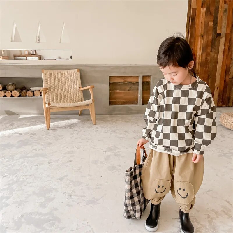 Αγόρια και κορίτσια συνονθύλευμα κινουμένων σχεδίων χαμόγελο παντελόνι χαρέμι Unisex φαρδύ casual παντελόνι 1-6Y