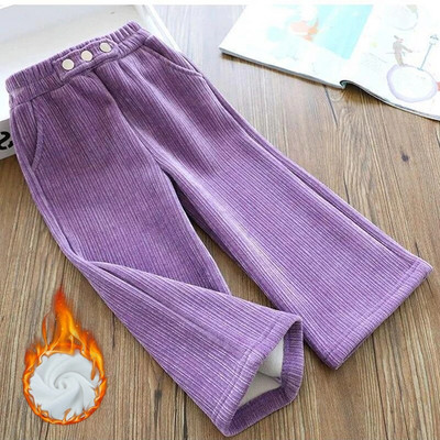 Moodsad tüdrukute püksid 2023 sügistalv pluss samet paksud laia säärega püksid, lasteriided vabaaja püksid, tüdrukud, soojad puuvillased püksid