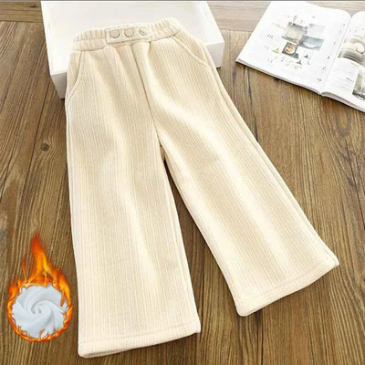 Moodsad tüdrukute püksid 2023 sügistalv pluss samet paksud laia säärega püksid, lasteriided vabaaja püksid, tüdrukud, soojad puuvillased püksid