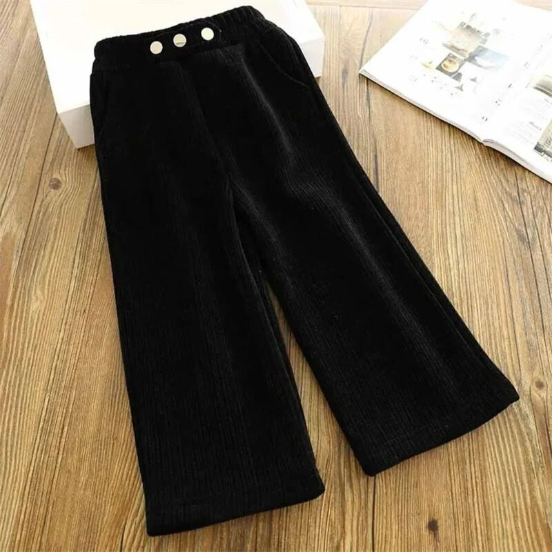 Moodsad tüdrukute püksid 2023 sügistalv pluss samet paksud laia säärega püksid, lasteriided vabaaja püksid, tüdrukud, soojad puuvillased püksid