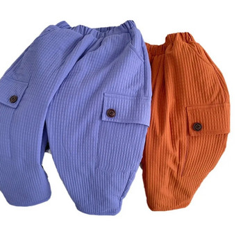 Зимни детски панталони Едноцветни топли панталони Момчета и момичета Удебелена поларена подплата Свободни панталони от ряпа