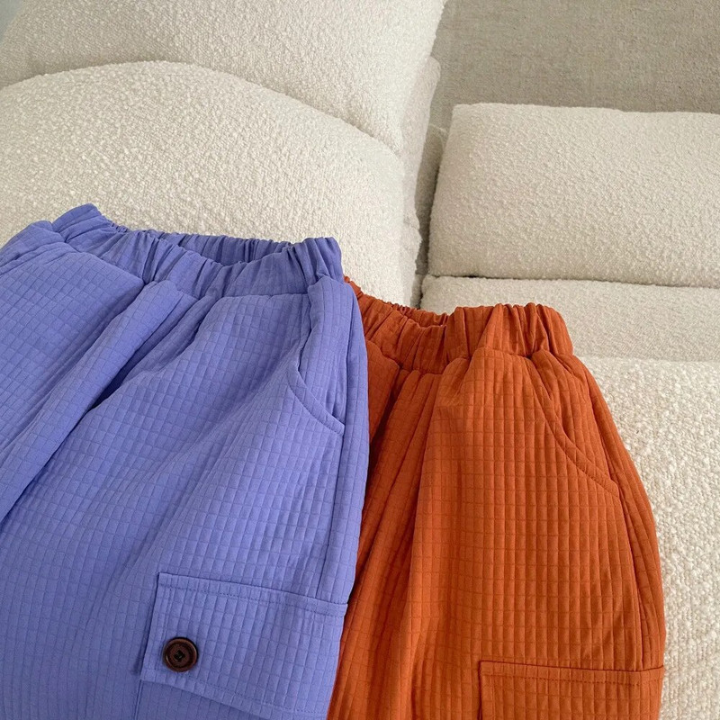 Žieminės vaikiškos kelnės vienspalvės šiltos kelnės Berniukams ir mergaitėms storu vilnos pamušalu laisvos ropės kelnės