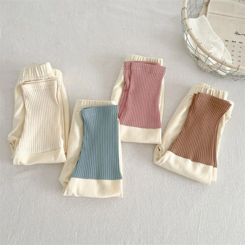 Sügiskevad uued beebitüdrukute säärised Mitmekülgsete värvidega sobivad püksid Lapsed kasvatavad oma moraalset iseloomu Puuvillased riided