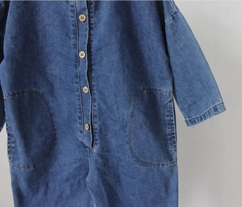 Nauji 2023 m. rudens unisex vaikiški džinsiniai kombinezonai korėjietiško stiliaus prašmatnūs kūdikiams berniukams mergaičių kombinezonai minkšti laisvi kelnės vaikiški drabužiai G034