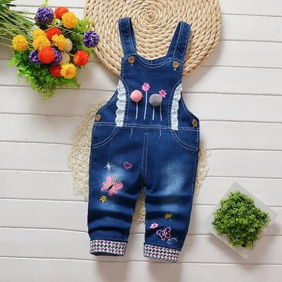 DIIMUU Bebeluși Bebeluși Fetițe Salopete Îmbrăcăminte Blugi cu imprimeu cu noduri Denim Bumbac Pantaloni casual Pantaloni cu bretele