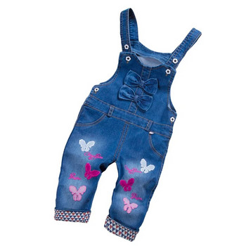 2021 моден пролетен есен детски гащеризон Бебешки момичета анимационни дънкови панталони с лигавник Детски панталони за 1-4 години Найлонов гащеризон