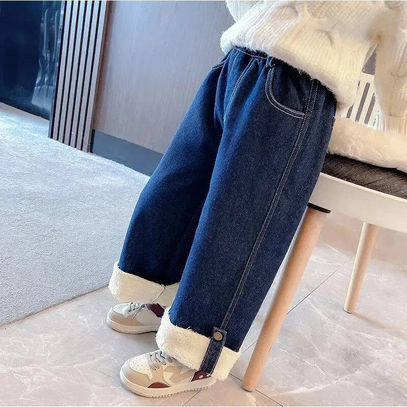 Κορίτσια βελούδινα τζιν Παιδικά φαρδιά παντελόνια 2024 Νέο μωρό παντελόνι χειμωνιάτικο παντελόνι Παιδικό ζεστό τζιν παντελόνι 2 4 6 8 10 έτους