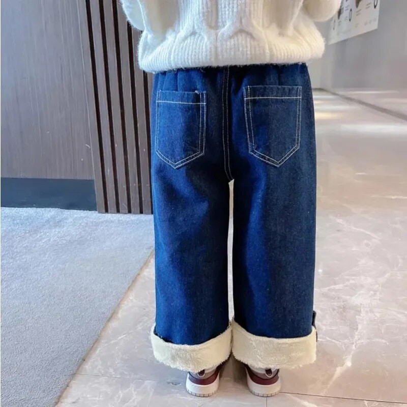 Κορίτσια βελούδινα τζιν Παιδικά φαρδιά παντελόνια 2024 Νέο μωρό παντελόνι χειμωνιάτικο παντελόνι Παιδικό ζεστό τζιν παντελόνι 2 4 6 8 10 έτους