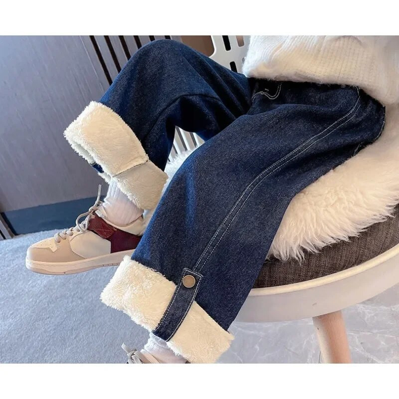 Κορίτσια βελούδινα τζιν Παιδικά φαρδιά παντελόνια 2024 Νέο μωρό παντελόνι χειμωνιάτικο παντελόνι Παιδικό ζεστό τζιν παντελόνι 2 4 6 8 10 έτους