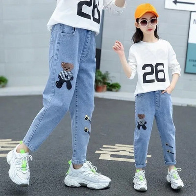 Τζιν για κορίτσια για την άνοιξη φθινόπωρο Baby girl τζιν με τρύπες Βαμβακερό μόδα Παιδικό παντελόνι Cartoon Print Τζιν 3-12 ετών