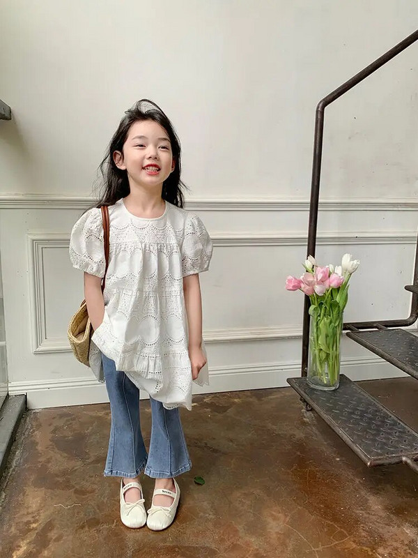 2023 m. mados Merginos Kūdikiams Karoliukai Bow Džinsai Kelnės Vaikams Džinsinės Kelnės Vaikams Pavasario Rudens Kelnės Drabužiai