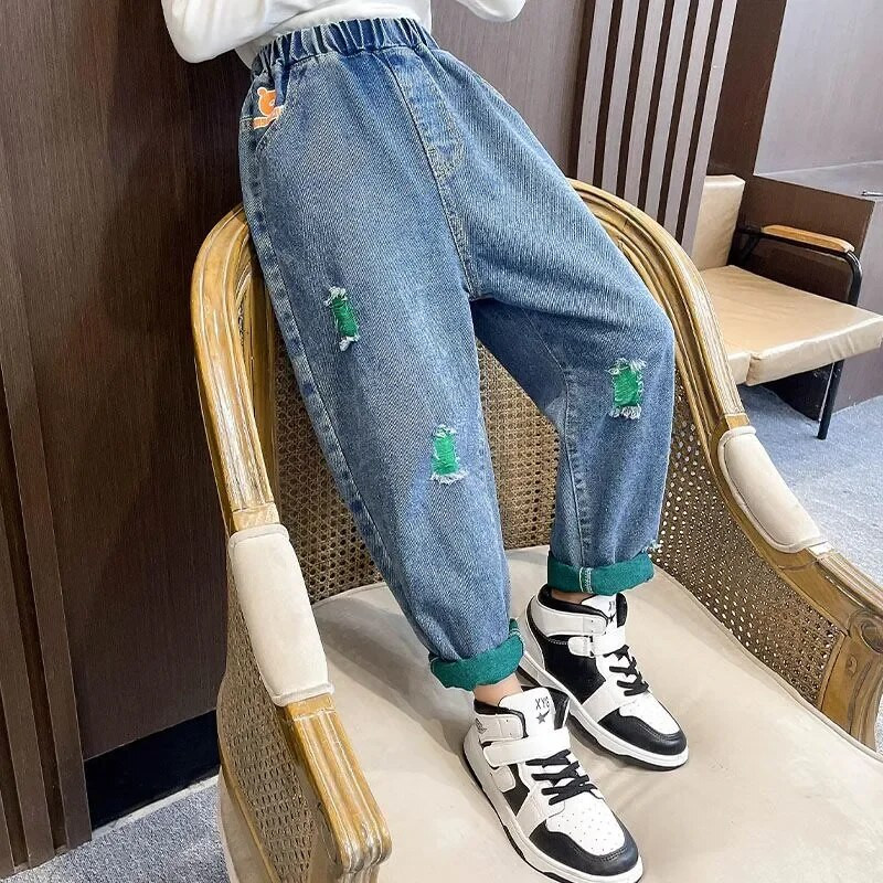 Dječje traperice za djevojčice Široke hlače Dječje djevojčice Duge traper hlače Proljeće Jesen 4 do 12 god.