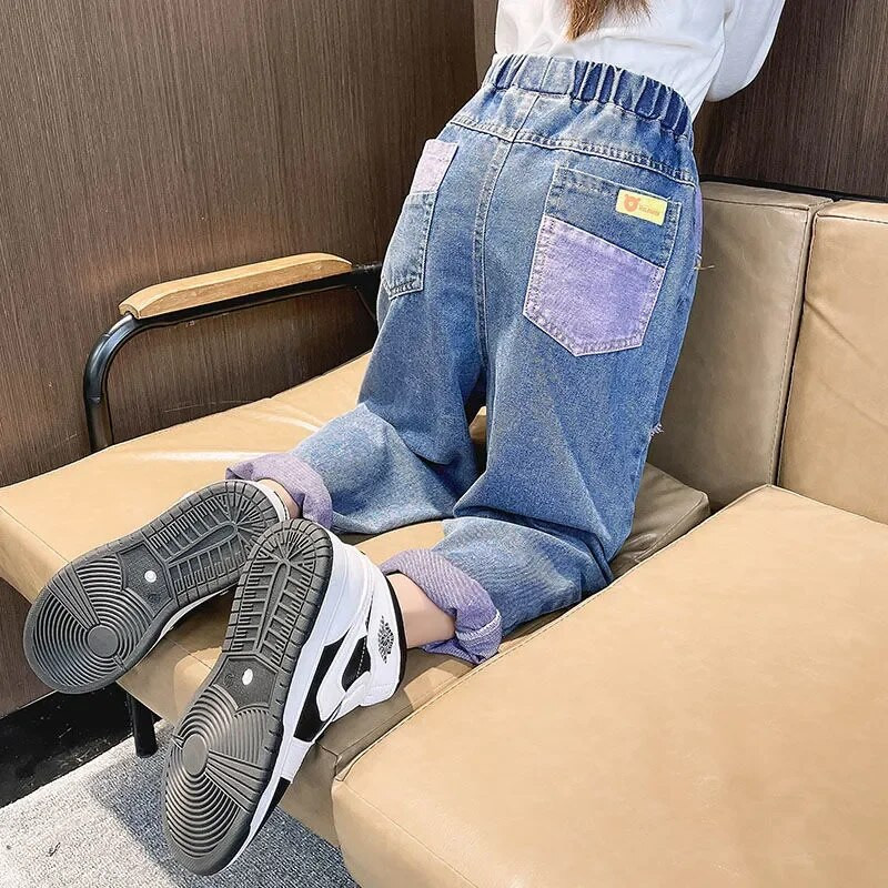 Dječje traperice za djevojčice Široke hlače Dječje djevojčice Duge traper hlače Proljeće Jesen 4 do 12 god.