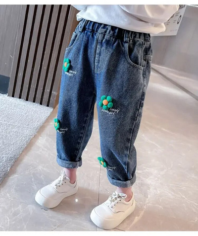 Beebitüdruk Sinised Teksad Lapsed Teksapüksid Laste Lillepüksid Tüdrukud Riided Kevad Sügis 2-9 aastat