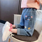 Baby Girl Jeans Cartoon Παιδικά τζιν παντελόνι Baby Stretch παντελόνι Φθινόπωρο Άνοιξη Παιδικά Κορίτσια Απαλό μπλε τζιν
