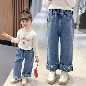 Βρεφικό τζιν για κορίτσια Παντελόνι με φαρδύ πόδι Παιδικό τζιν φαρδύ παντελόνι Παιδικό μπλε καουμπόικο τζιν Άνοιξη φθινόπωρο
