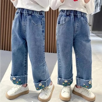 Βρεφικό τζιν για κορίτσια Παντελόνι με φαρδύ πόδι Παιδικό τζιν φαρδύ παντελόνι Παιδικό μπλε καουμπόικο τζιν Άνοιξη φθινόπωρο